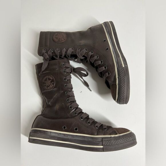 Vintage Converse Brown Leather/Suede Hi Top Sneakers Lace Up size 5,5 Y2K - Picture 5 of 10